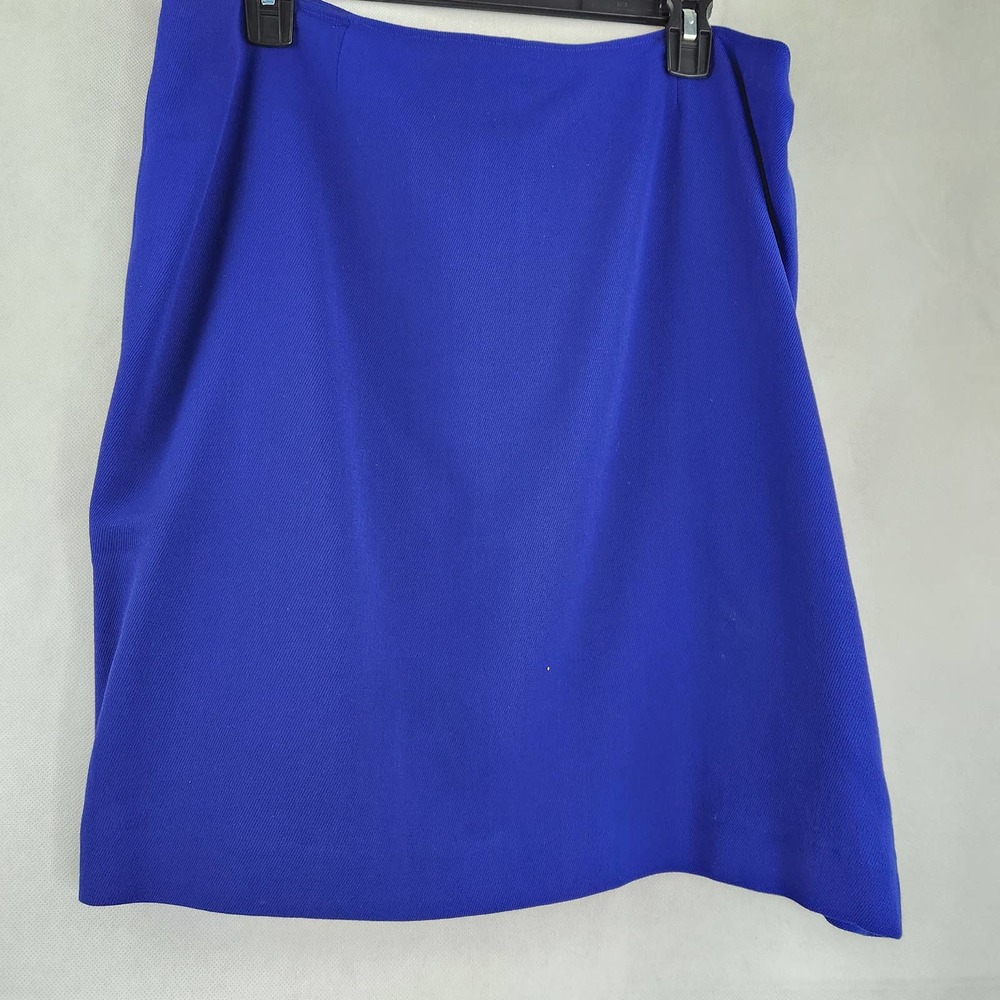 Linda Allard Ellen Tracy Skirt Suit Zip Front Blazer Jacket Blue Size 8 - Picture 8 of 11